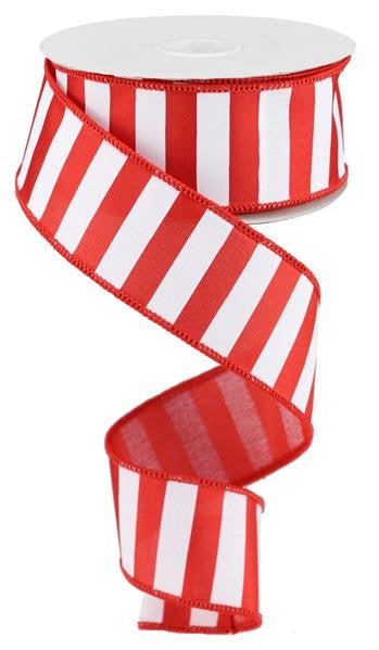 1.5" Medium Horizontal Stripe Ribbon: Red/White - 10Yds - RG0177724 - The Wreath Shop