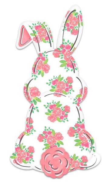 15" Metal Floral Bunny Sign - MD1124 - The Wreath Shop