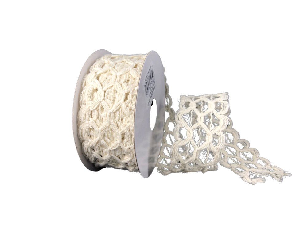 1.5" Open Weave Jute Netting Ribbon: White - 10yds - 47386-09-01 - The Wreath Shop