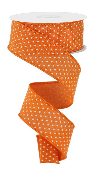 1.5" Raised Swiss Dot Ribbon: New Orange/Wht - 10yds - RG01651HW - The Wreath Shop
