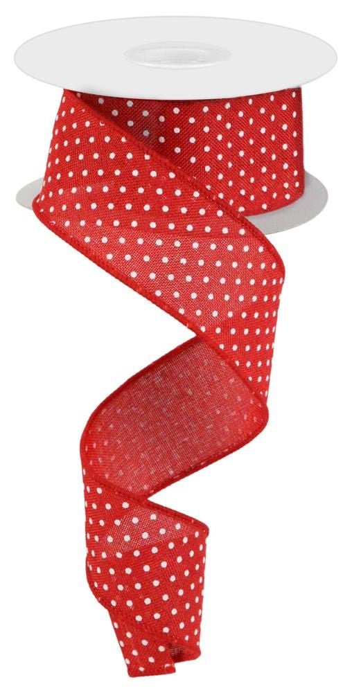 1.5" Raised Swiss Dot Ribbon: Red/Wht - 10yds - RG0165124 - The Wreath Shop