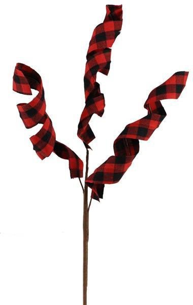 15" Red/Black Check Curly Pick - MN012047 - The Wreath Shop