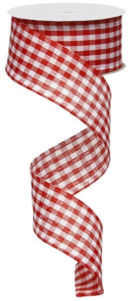 1.5" Red/White Gingham Check Ribbon - 10Yds - RG01048F3 - The Wreath Shop