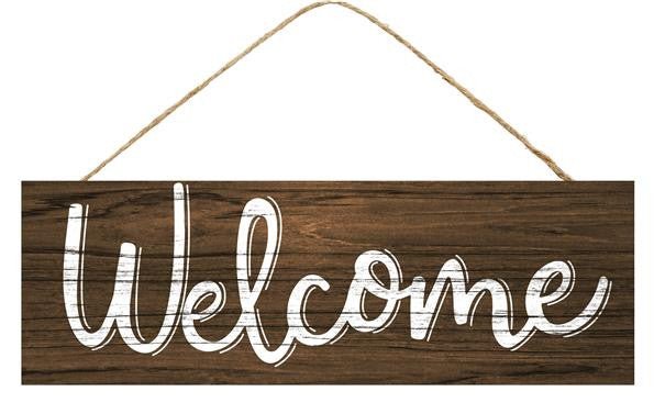15" Rustic Welcome Sign: Dark/White - AP800704 - The Wreath Shop