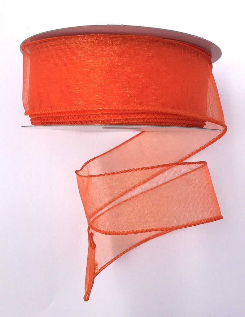 1.5" Sheer Wired Ribbon: Orange (25yds) - 903409-19 - The Wreath Shop