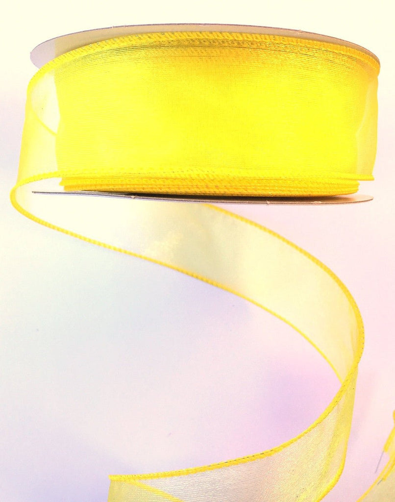 1.5" Sheer Wired Ribbon:Yellow Daffodil (25yds) - 903409-22 - The Wreath Shop