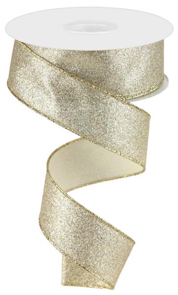 1.5" Shimmer Glitter Ribbon: Champagne - 10yds - RGC159644 - The Wreath Shop