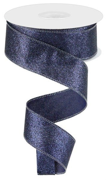 1.5" Shimmer Glitter Ribbon: Navy Blue - 10yds - RGC159619 - The Wreath Shop