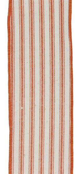 1.5" Ticking Stripe Ribbon: Ivory/Dk Orange- 10yds - RGE15833K - The Wreath Shop
