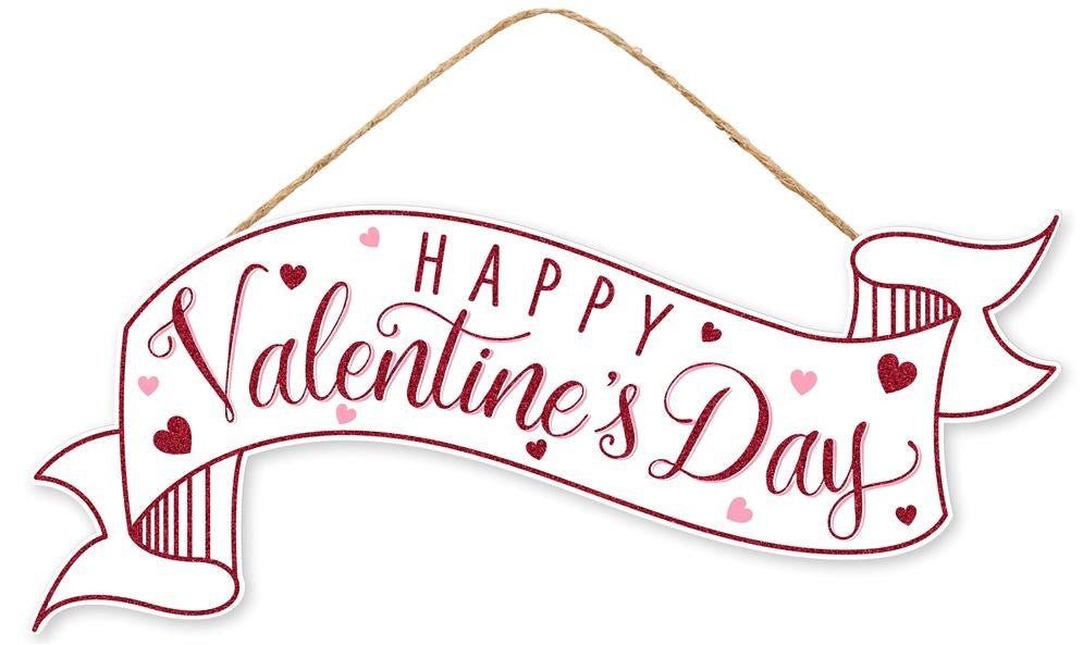 15" Valentine's Day Banner Sign: Wht/Red - AP8863 - The Wreath Shop