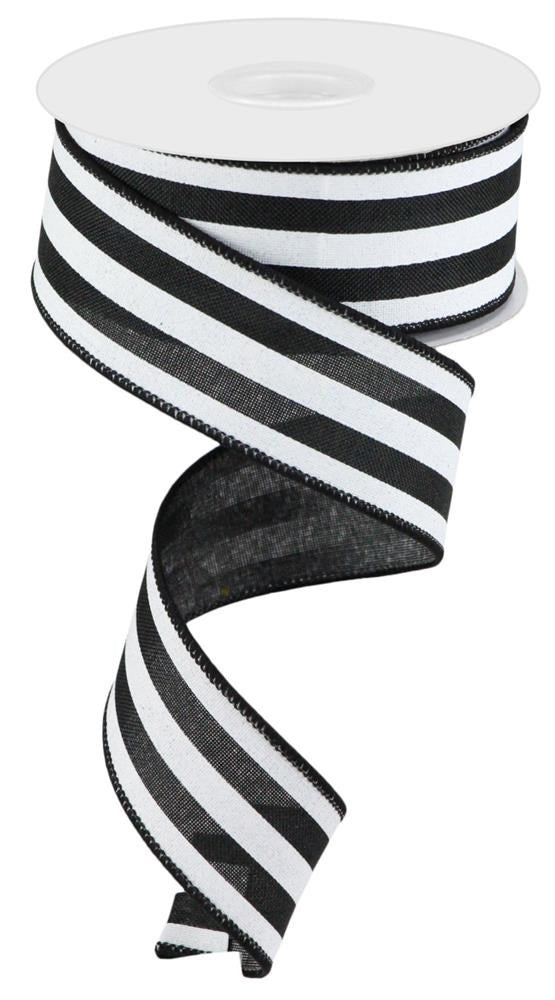 1.5" Vertical Stripe Ribbon: Black/White - RGC156202 - The Wreath Shop
