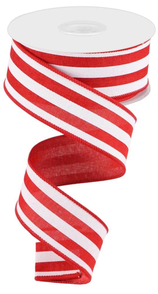 1.5" Vertical Stripe Ribbon: Red/White - RGC156524 - The Wreath Shop