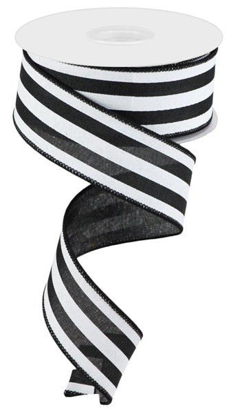 1.5" x 100 ft Vertical Stripe Ribbon: Black/White - RGC356202 - The Wreath Shop