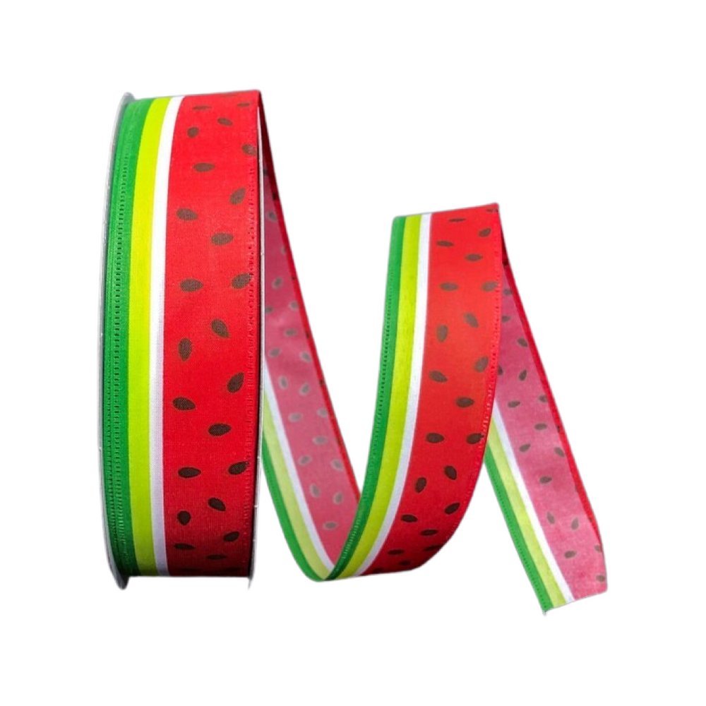 1.5" x 50yd Watermelon Print Wired Ribbon - 845-09-242 - The Wreath Shop