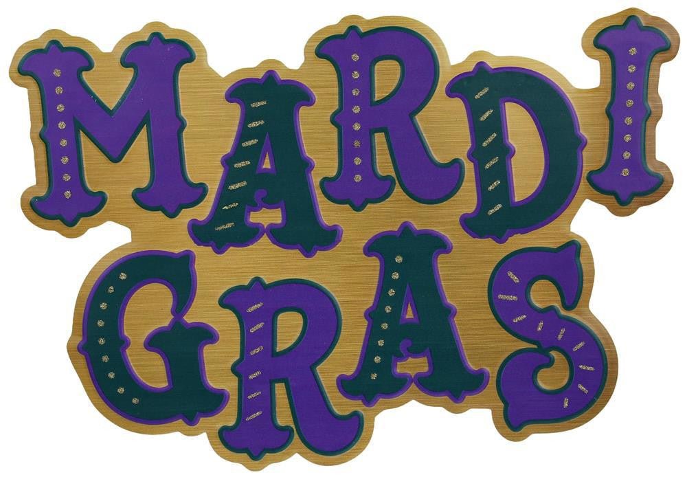 16" Metal Glitter Mardi Gras Sign - MD105208 - The Wreath Shop
