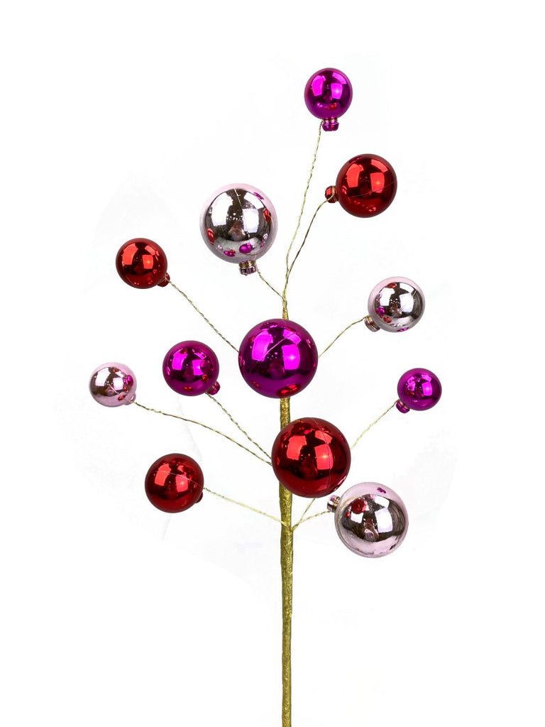 16" Pink/Red Ball Ornament Spray - 85691PKRD - The Wreath Shop