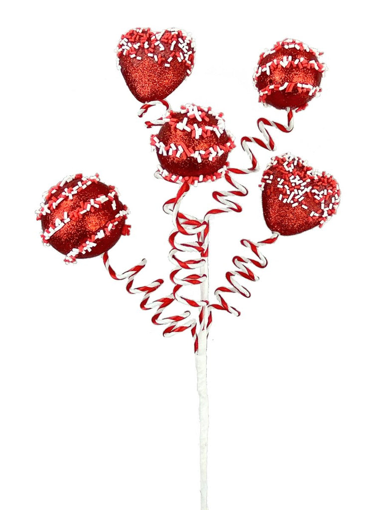 16" Red Cake Pop Heart Pick - 63191RD - The Wreath Shop