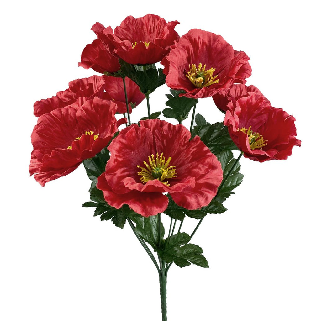 16" Red Poppy Bush - 63350RD - The Wreath Shop
