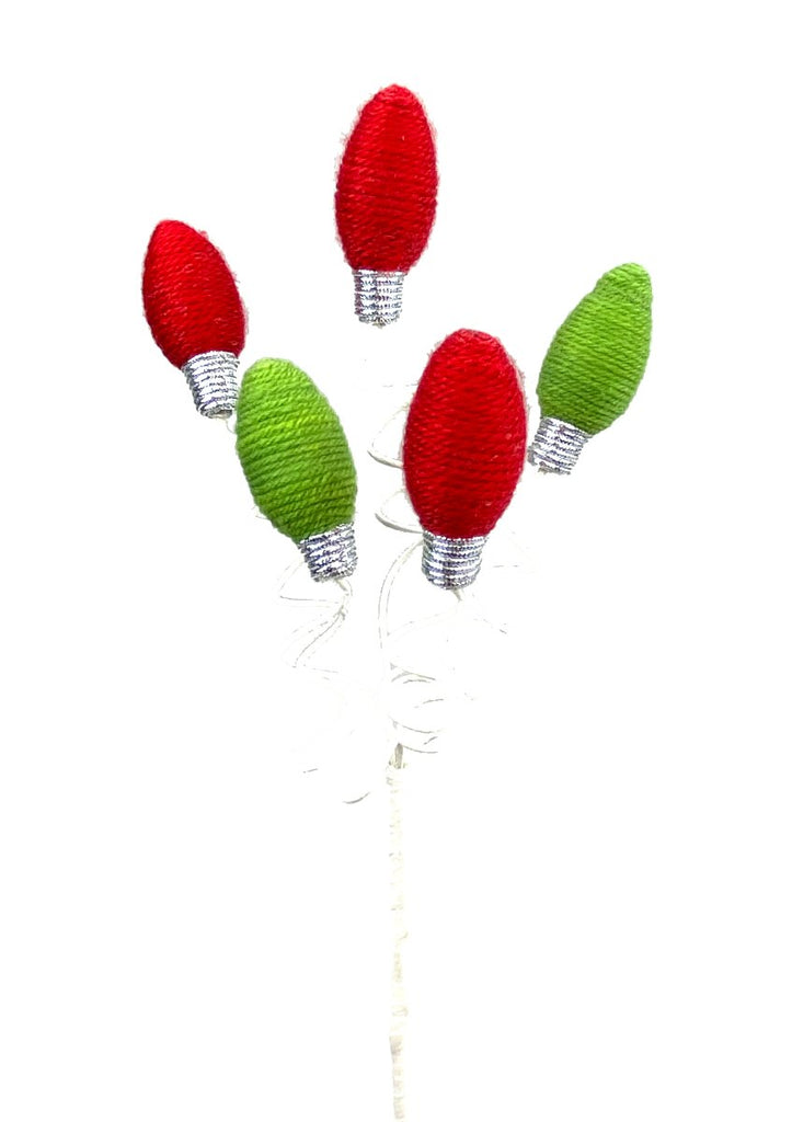 16" Red/Green Yarn Lightbulb Spray - 85269RDGN - The Wreath Shop
