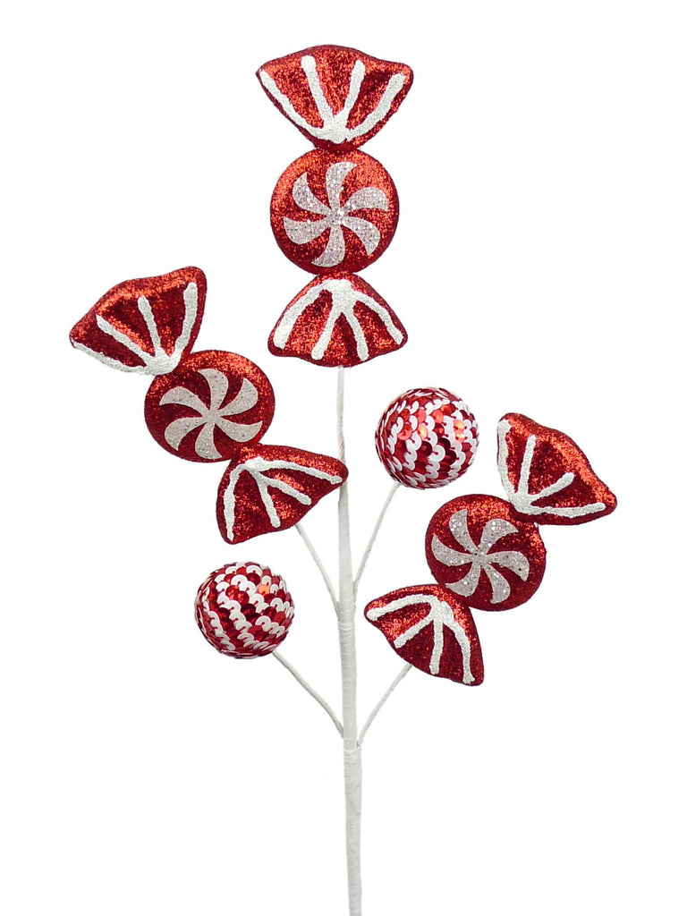 16" Red/Wht Peppermint Candy Pick - 84676RDWT - The Wreath Shop