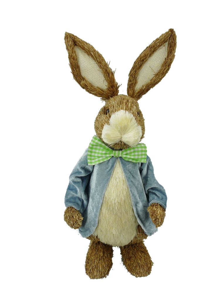 16" Sisal Bunny: Boy - 62917BL - The Wreath Shop