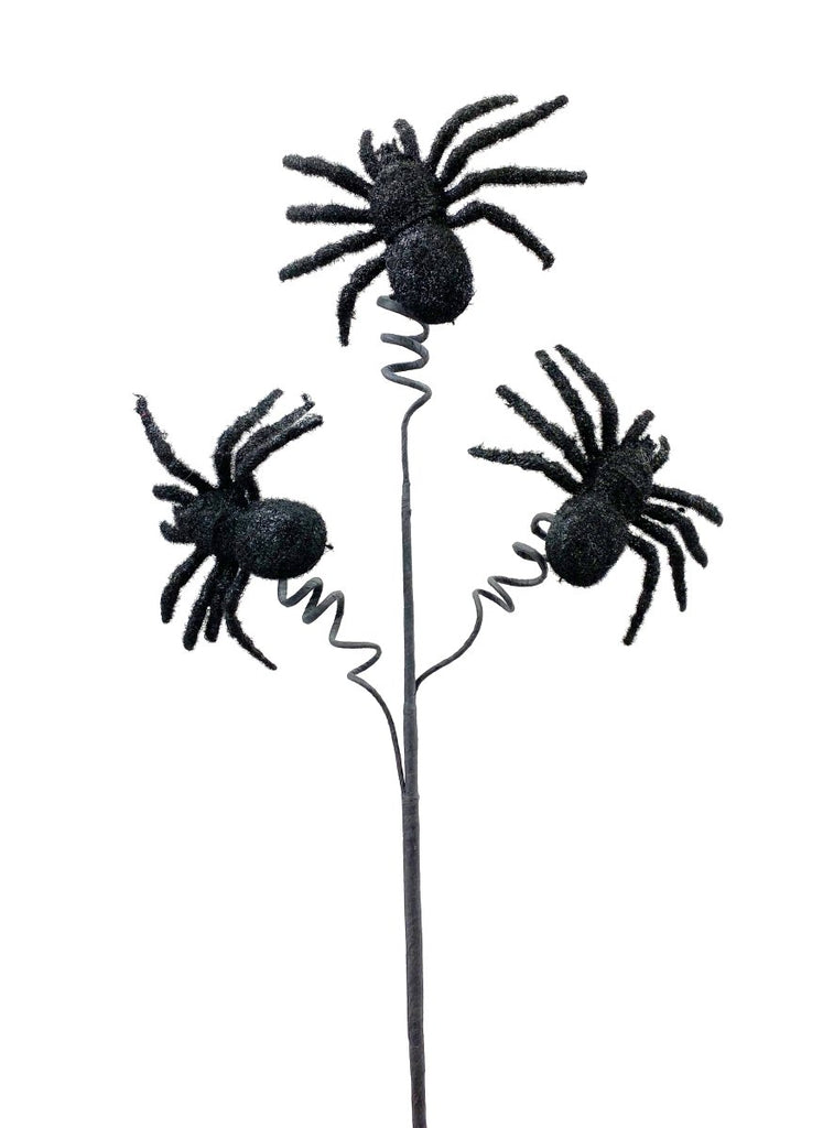 17" Flocked Spider Pick - 56775BK - The Wreath Shop