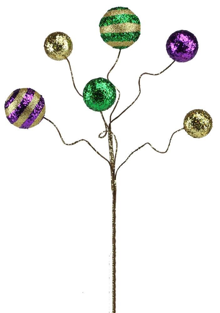 17" Glitter Ball Pick: Mardi Gras - HG3209 - The Wreath Shop
