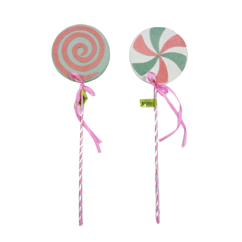 17" Mint/Pink Lollipop Picks - 85527ASST-mint/pink - The Wreath Shop