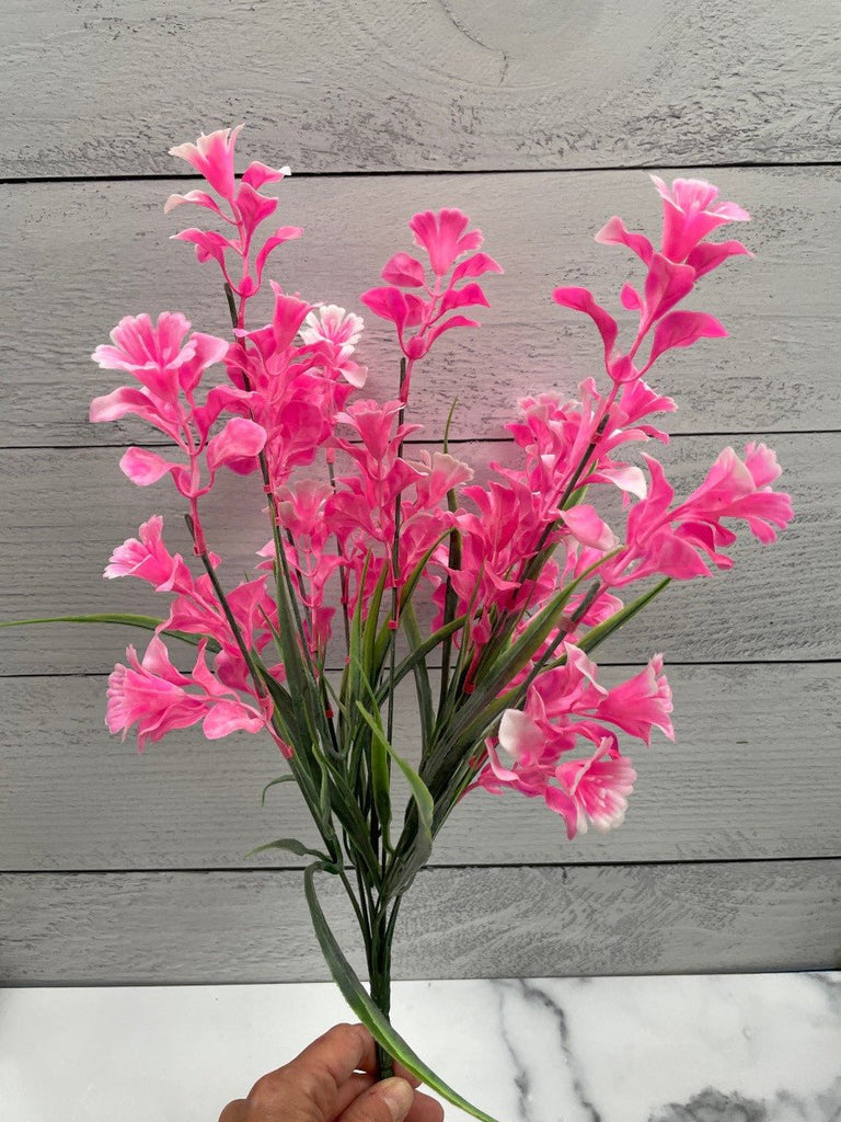 17" Plastic Wax Bell Flower Bush: Pink - 80265 - The Wreath Shop