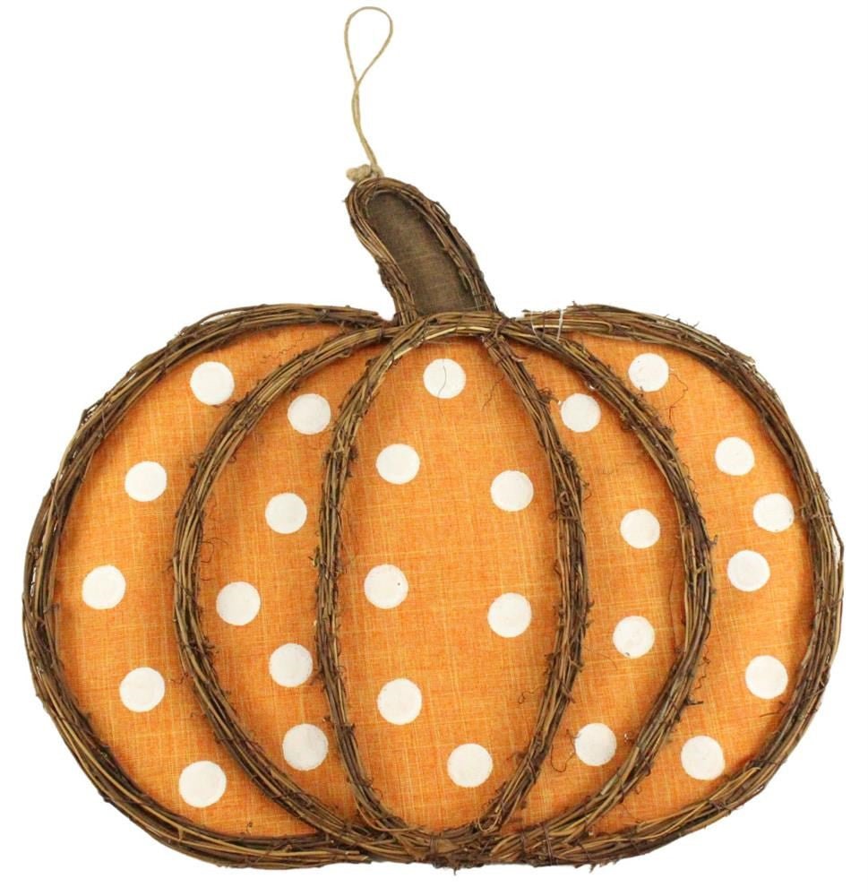 17" Polka Dot Grapevine Fabric Pumpkin - KG305233 - The Wreath Shop