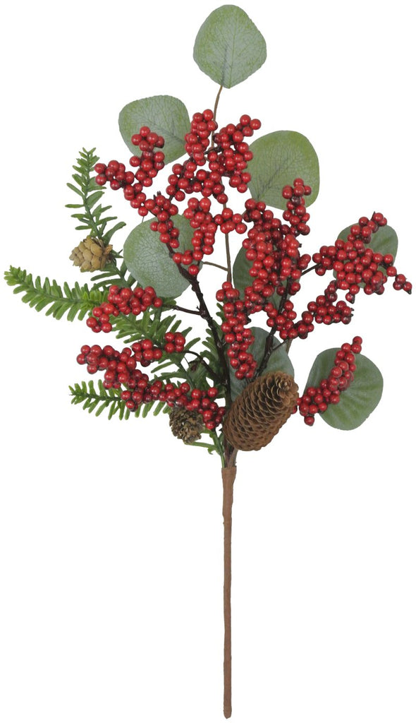 18" Eucalyptus Red Berry Pick - 62055 - The Wreath Shop
