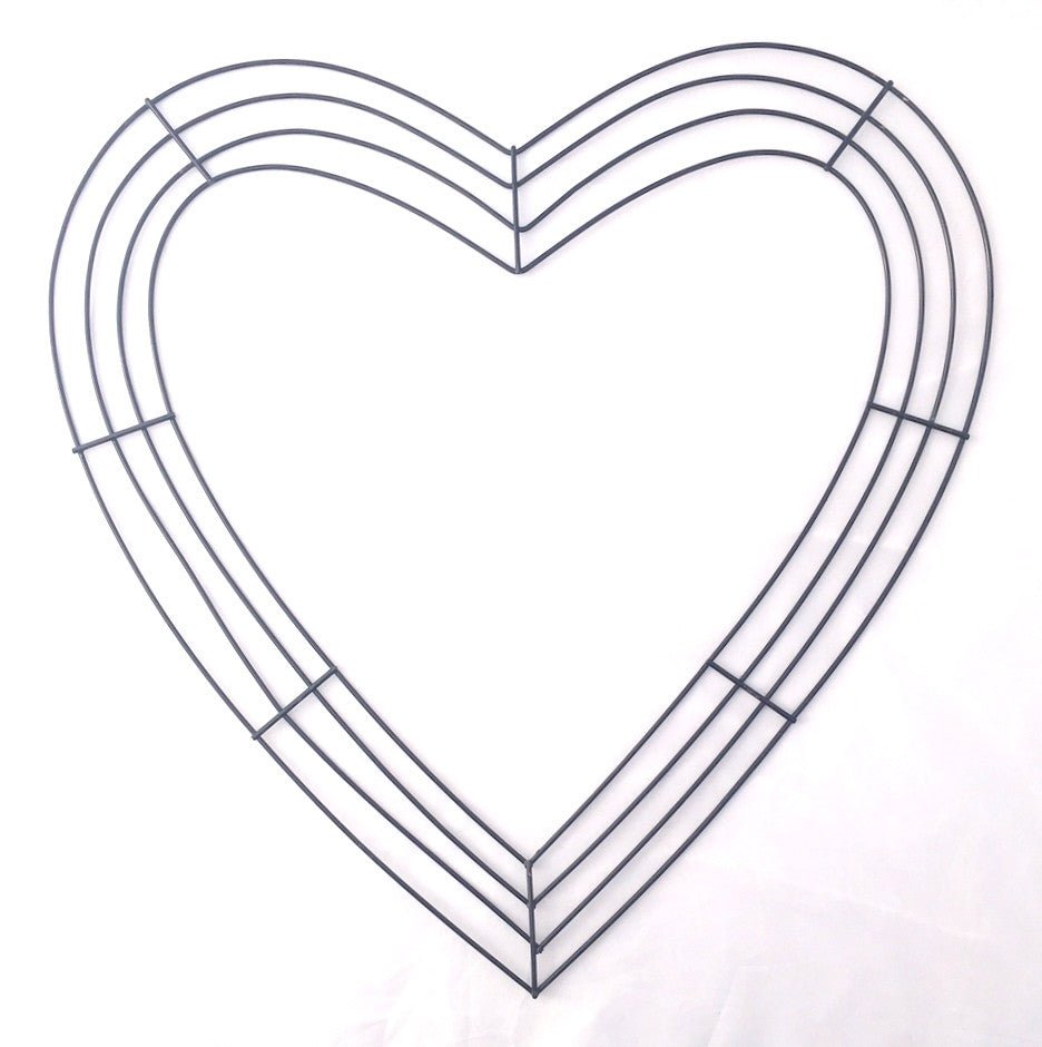 18" Flat Wire Heart Frame x 4 Wires: Black - MD026002 - The Wreath Shop