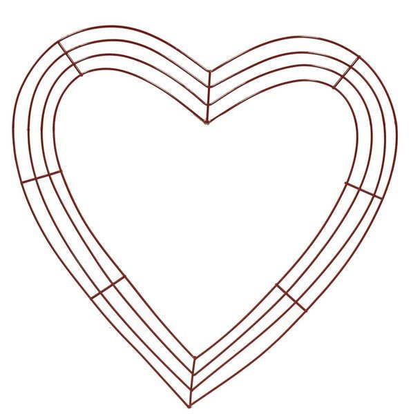 18" Flat Wire Heart Frame x 4 Wires: Red - MD026124 - The Wreath Shop