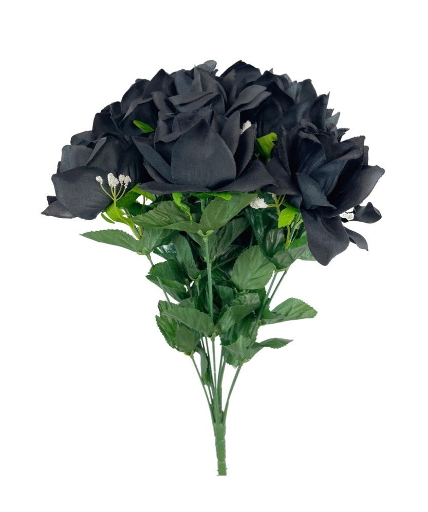 18" Rose Bush: Black - 53432BLACK - The Wreath Shop