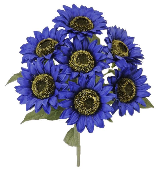 18" Sunflower Bush: Blue (7) - 80837-BL - The Wreath Shop