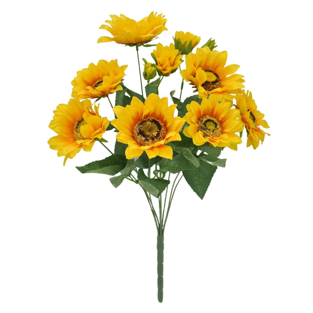 18" Sunflower Bush: Yellow (9) - 84223-YEL - The Wreath Shop