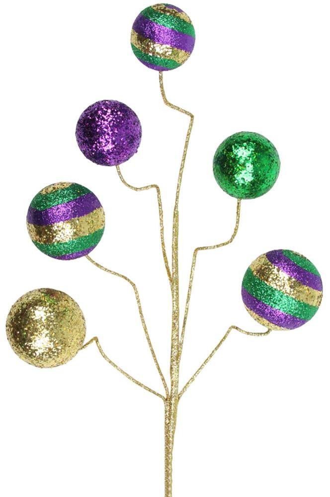 20" Glitter Ball Pick: Mardi Gras - HG3210 - The Wreath Shop