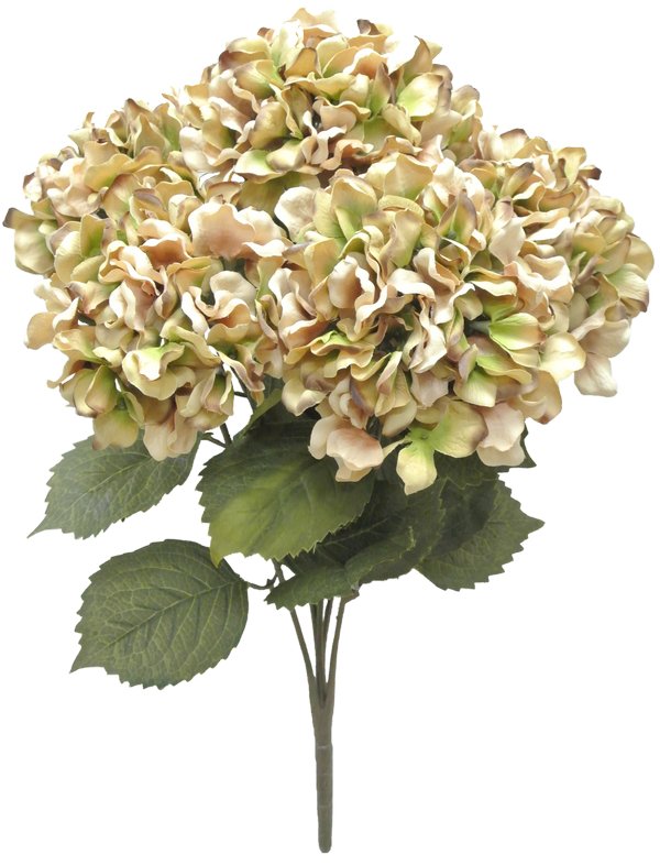 20" Hydrangea Bush: Taupe (5) - 58081-Taupe - The Wreath Shop