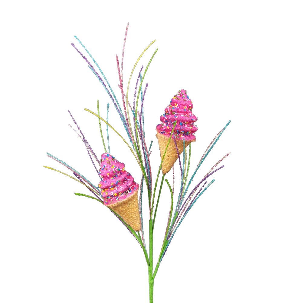 20" Ice Cream Cone Spray: Pink (2) - 62870BT - The Wreath Shop