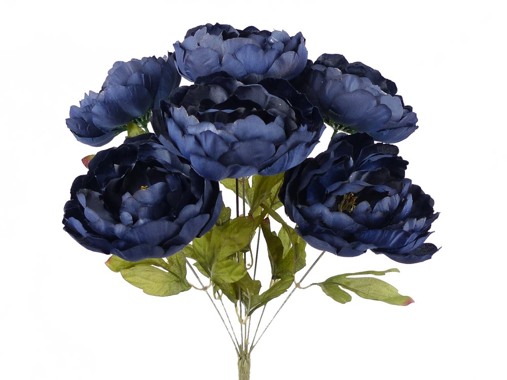 20" Peony Bush: Navy Blue (7) - 35109NYBL - The Wreath Shop