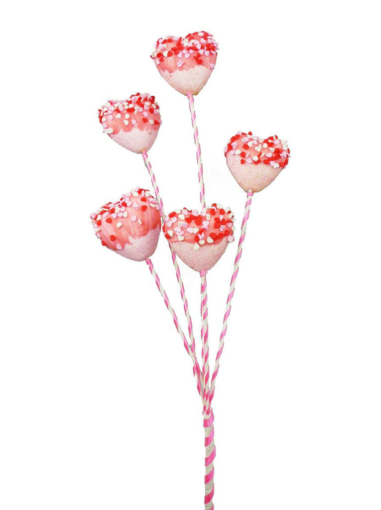 20" Sprinkle Heart Marshmallow Spray - Pink - 62902PK - The Wreath Shop