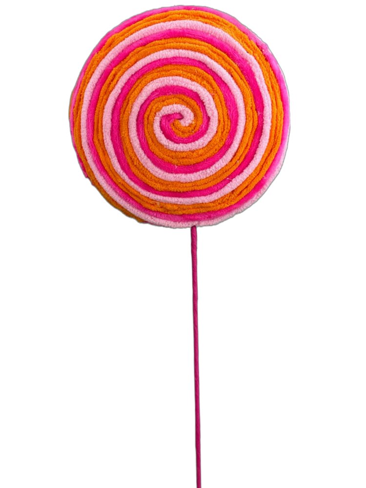 20" Swirl Lollipop Pick: Orange/Pink/Fuchsia - 63456BTOR - The Wreath Shop
