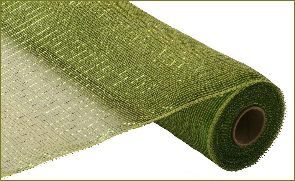 21" Deco Poly Mesh: Metallic Moss/Apple Green with Lime Foil - RE100149 - The Wreath Shop