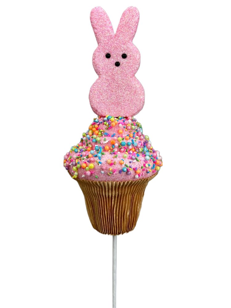 21" Large Pink Sugar Bunny Cupcake Pick - 63403PK - The Wreath Shop