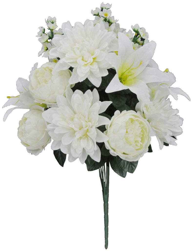 21" Peony Dahlia Bush: Cream - 82653-CR - The Wreath Shop