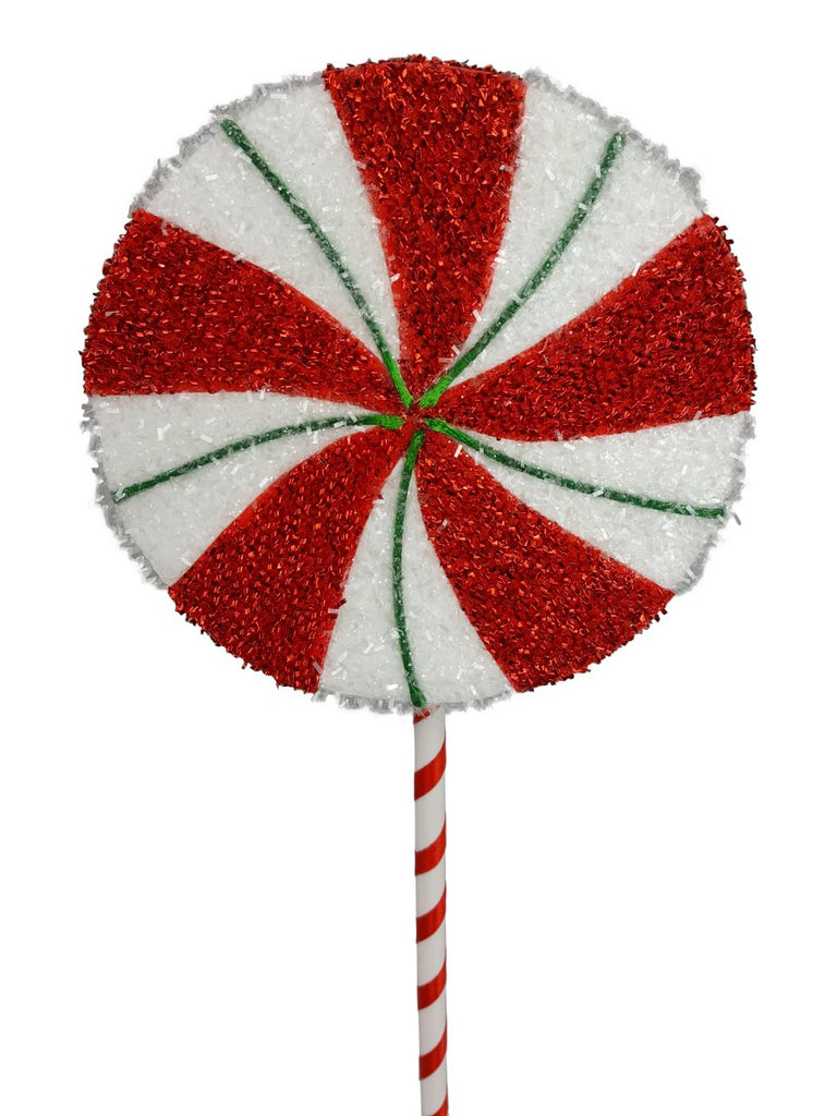 21" Peppermint Lollipop Pick: Red/Grn - 85130SP21 - The Wreath Shop