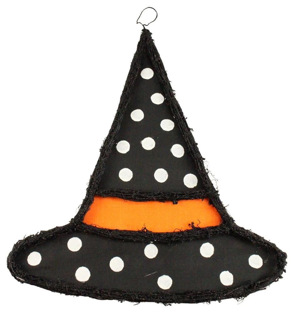 21" Polka Dot Grapevine Fabric Witch Hat - KG3100 - The Wreath Shop