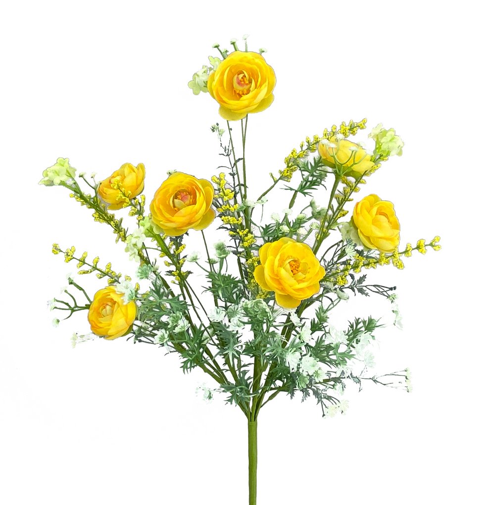 21" Ranunculus Filler Bush: Yellow - 63101YW - The Wreath Shop