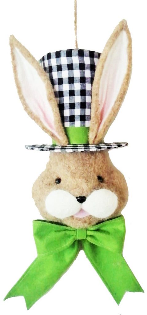 22" Bunny Head Blk/Wht Check Hat - 62801BKWT - The Wreath Shop
