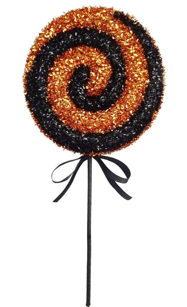 22" Foil Lollipop Pick: Orange/Blk - 56825ORBK - The Wreath Shop